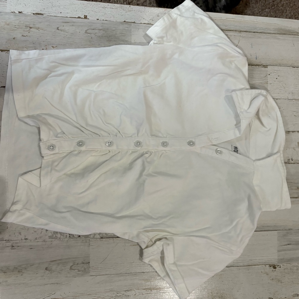 Hollister White Button-Up Crop Top